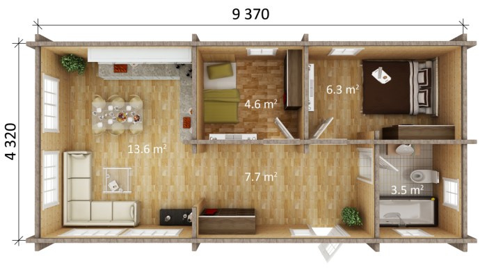 Desain interior untuk rumah 37 m persegi