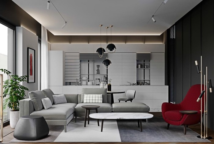 Wohnzimmer modern einrichten grau